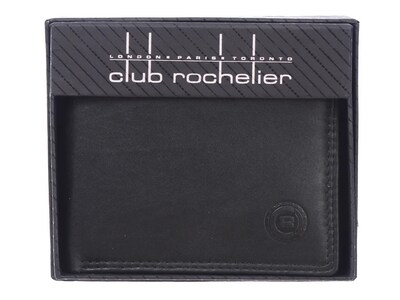 Club Rochelier Leather Slimfold Wallet, Black (4454-R2-Blk)