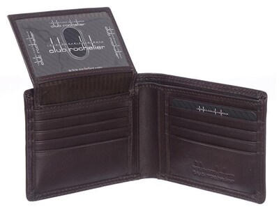 Club Rochelier Leather Slimfold Wallet with Removable Center Wing, Mahogany (4454-R2-Mhgny)