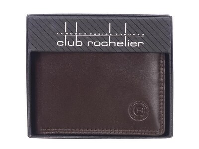 Club Rochelier Leather Slimfold Wallet with Removable Center Wing, Mahogany (4454-R2-Mhgny)