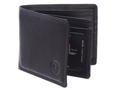 Club Rochelier Leather Slimfold Wallet, Black (4452-4-Blk)