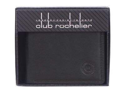 Club Rochelier Leather Slimfold Wallet, Black (4452-4-Blk)