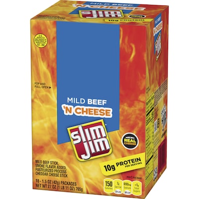 Slim Jim Mild Beef 'N Cheese Beef Meat Stick, 1.5 oz. (209-00656)