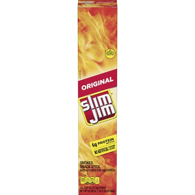 Slim Jim Original Smoked Beef Meat Stick, .97 oz., 24/Box (209-00657)