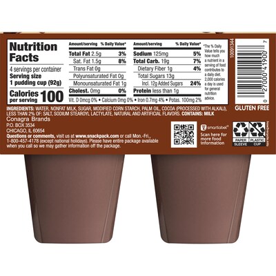 Hunt's Snack Pack Chocolate Pudding, 3.5 oz., 48/Carton (HUN55418)