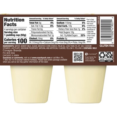 Hunt's Snack Pack Vanilla Pudding, 3.5 oz., 48/Carton (HUN55419)