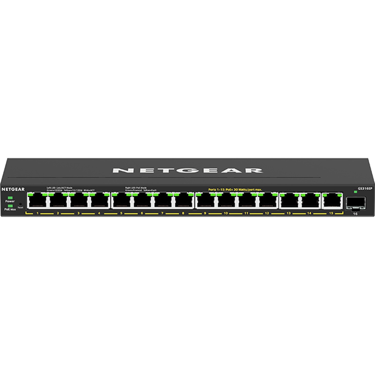 Netgear 300 Plus 16-Port Gigabit Ethernet Managed Switch, 10/100/1000 Mbps (GS316EP-100NAS)