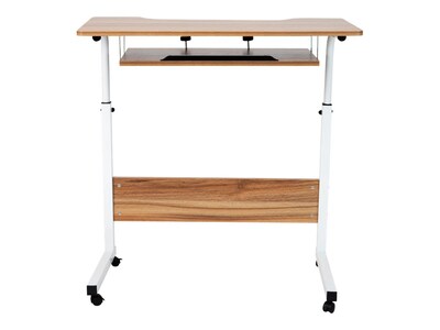 Mind Reader 28-33 Steel/Particleboard Adjustable Desk, Brown/White (OBRJUSTLG-BRN)