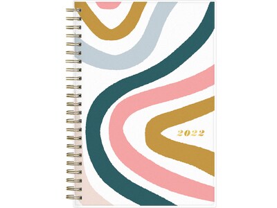 2022 Blue Sky 5 x 8 Weekly & Monthly Planner, Brit + Co Rainbow Swirls, Multicolor (136014)