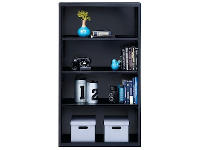 Hirsh HL8000 Series 60"H 4-Shelf Bookcase with Adjustable Shelves, Black Steel (21993)