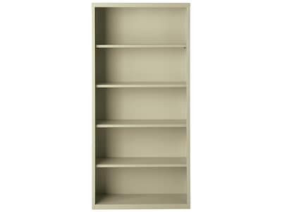 Hirsh HL8000 Series 72"H 5-Shelf Bookcase with Adjustable Shelves, Putty Steel (21995)
