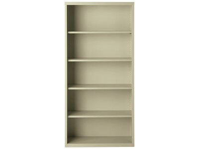 Hirsh HL8000 Series 72"H 5-Shelf Bookcase with Adjustable Shelves, Putty Steel (21995)