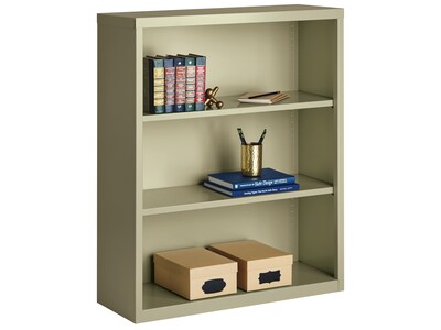 Hirsh HL8000 Series 42"H 3-Shelf Bookcase with Adjustable Shelves, Putty Steel (21989)