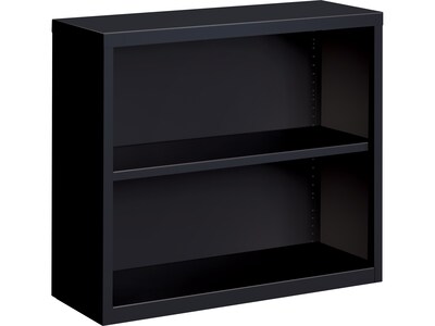 Hirsh HL8000 Series 30H 2-Shelf Bookcase with Adjustable Shelf, Black Steel (21987)