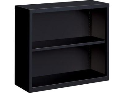 Hirsh HL8000 Series 30"H 2-Shelf Bookcase with Adjustable Shelf, Black Steel (21987)