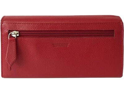 Club Rochelier Leather Clutch Wallet with Checkbook and Gusset, Red (DH4464-1RED)