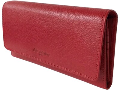 Club Rochelier Leather Clutch Wallet with Checkbook and Gusset, Red (DH4464-1RED)