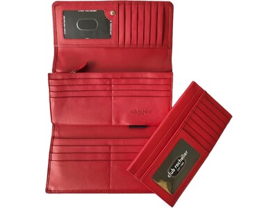 Club Rochelier Leather Clutch Wallet with Checkbook and Gusset, Red (DH4464-1RED)