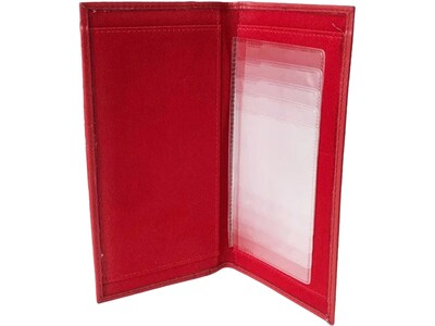 Club Rochelier Leather Clutch Wallet with Checkbook and Gusset, Red (DH4464-1RED)