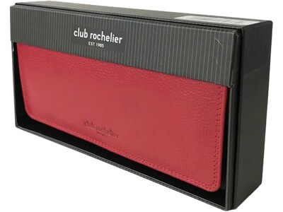 Club Rochelier Leather Clutch Wallet with Checkbook and Gusset, Red (DH4464-1RED)