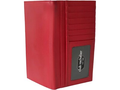 Club Rochelier Leather Clutch Wallet with Checkbook and Gusset, Red (DH4464-1RED)