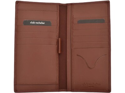 Club Rochelier Leather Checkbook Clutch Wallet, Brown (DH87-1BWN)