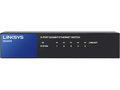 Linksys 5-Port Gigabit Ethernet Unmanaged Switch, Black (SE3005)