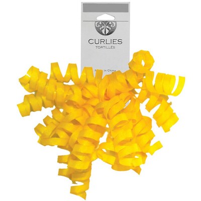 JAM Paper® Grosgrain Curly Gift Bows, Yellow, 120/Pack (376333991)
