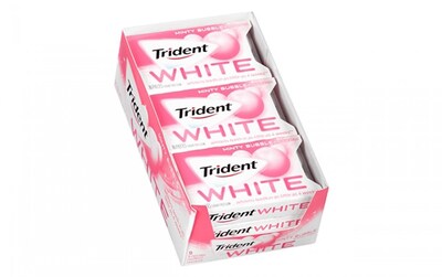 Trident White Sugar Free Minty Bubble Gum, 16 Pieces/Pack, 9/Pack (209-02513)
