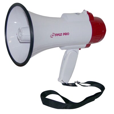 Pyle PMP30 Professional Megaphone / Bullhorn with Siren 30-Watt White/Red