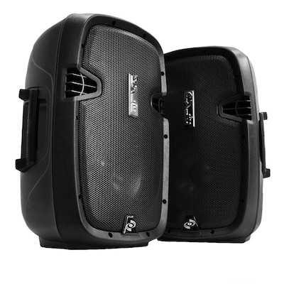 Active + Passive PA Speaker System Kit - Dual Loudspeaker Sound Package, 10" Subwoofers, BT Streaming, Includes (2) Speaker Stands, Wired Microphone, Remote Control, 1000 Watt
