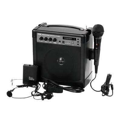 Pyle PWMA220BM Portable Karaoke PA Speaker Amplifier & Microphone System 60-Watt Bluetooth, Black