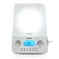 Pyle PILCR32BT Bluetooth Sunrise & Sunset Illuminating Alarm Clock Radio, White