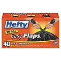 Hefty® Easy Flaps Trash Bags, 30 gal, 1.05 mil, 30 x 33, Black, 40/Box