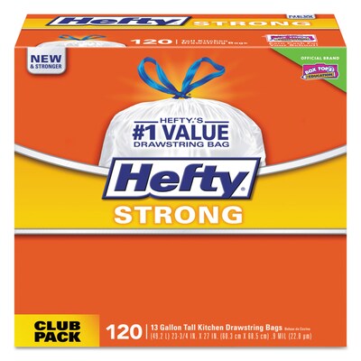 Hefty Strong Trash Can Liner Extra Large Drawstring Bags 33 Gallon - 20 ct  box