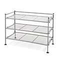 Seville Classics 3-Tier Iron Mesh Utility Shoe Rack, Satin Pewter (SHE99905)