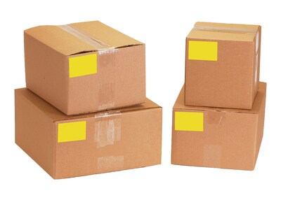 Tape Logic 4" x 3" Rectangle Inventory Label, Fluorescent Yellow, 500/Roll