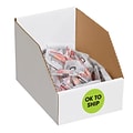 Tape Logic 2 Circle OK To Ship Label, Fluorescent Green, 500/Roll