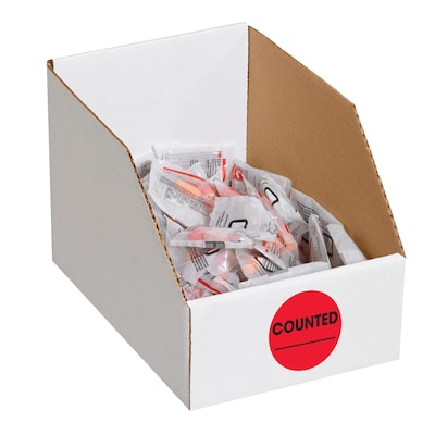 Tape Logic 2" Circle "Counted" Inventory Label, Fluorescent Red, 500/Roll (DL1270)