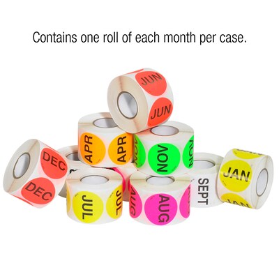 Tape Logic 2" Circle Easy Order Packs Months of The Year Pre Printed Inventory Label, 12/Case