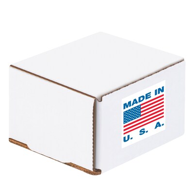 Tape Logic Labels, "Made in U.S.A., 2" x 2", Red/White/Blue, 500/Roll (USA304)