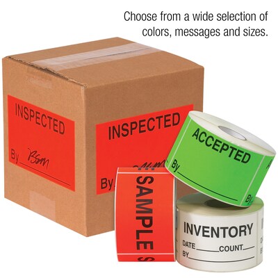 Quill Brand® "Inventory Date Count By" Labels, Black/White, 5" x 3", 500/Rl