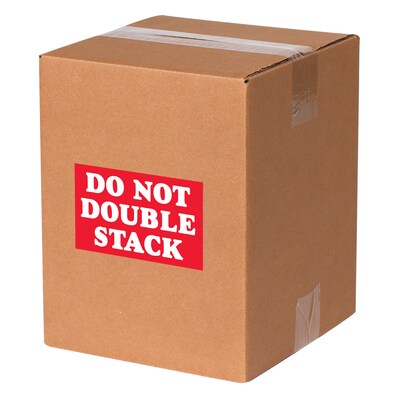 Tape Logic "Do Not Double Stack" Labels, Red/White, 5" x 3", 500/Rl