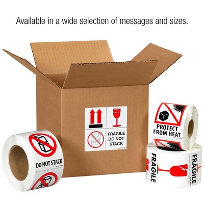 Tape Logic Fragile (Glass) Shipping Label, 3" x 4", 500/Roll