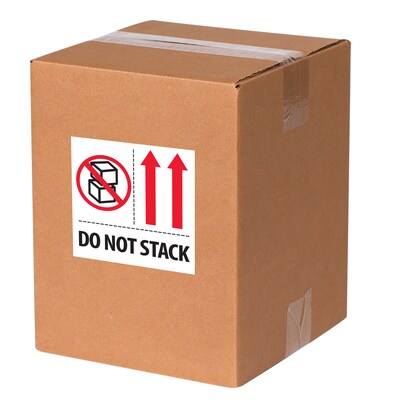 Tape Logic Labels, "Do Not Stack", 4" x 4", Red/White/Black, 500/Roll (IPM324)