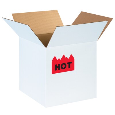 Tape Logic Flame Labels, " - "Hot" (Bill of Lading), 1 1/2" x 2", Red/Black, 500/Roll (DL1399)