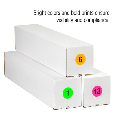 Tape Logic Number Labels, "12", 3" Circle, Fluorescent Red, 500/Roll (DL1353)