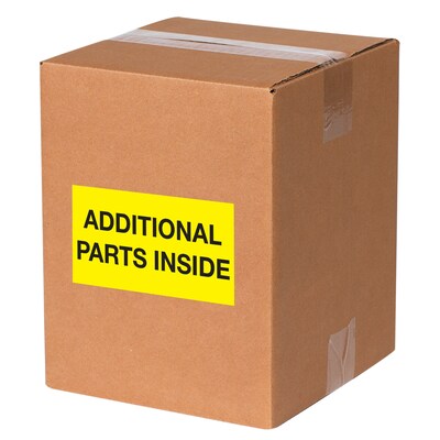 Tape Logic Labels, "Additional Parts Inside", 3" x 5", Fluorescent Yellow, 500/Roll (DL1323)