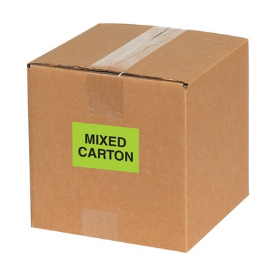 Tape Logic Labels, "Mixed Carton", 2" x 3", Fluorescent Green, 500/Roll (DL1318)