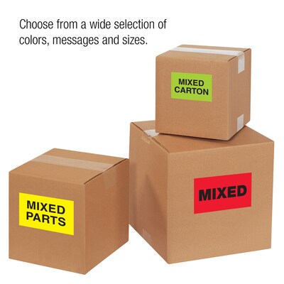 Tape Logic Labels, "Mixed Carton", 2" x 3", Fluorescent Green, 500/Roll (DL1318)