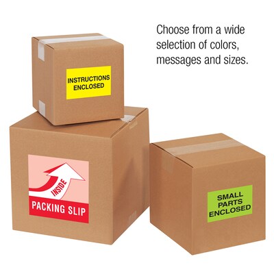 Tape Logic Labels, "SDS Enclosed", 3" x 5", Fluorescent Red, 500/Roll (DL1405)